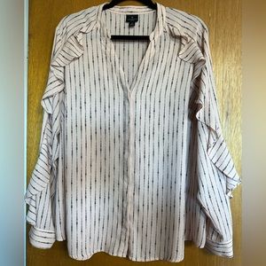 Worthington Woman Peach with Black Stripes Blouse